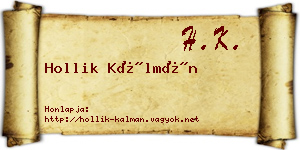 Hollik Kálmán névjegykártya